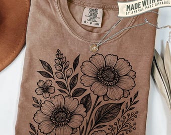 Boho Wildflowers Cottagecore Shirt Gift For Her Comfort Colors® Shirt Whimsigoth Plant Shirts Floral Shirt Gift For Women Flowers Shirt