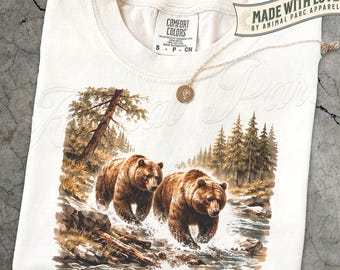 Grizzly Bear T-Shirt, Brown Bear Graphic Tee Comfort Colors Aesthetic Nature Shirt Outdoorsy Animal Tee Cottagecore Hiking Shirt Bear Lover