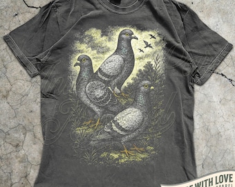 Pigeon T Shirt Vintage Bird Graphic Tee, Urban Wildlife Shirt, Retro Nature Illustration Top, City Birdwatcher Gift, Cottagecore Animal Tee