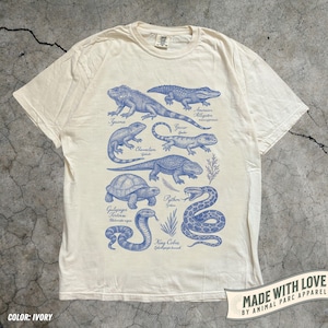 Vintage Reptile Illustration T-Shirt Reptile Graphic Tee Gift Reptile Lover Snake Tee Lizard Herpetology Nature Shirt Tortoise Alligator Tee