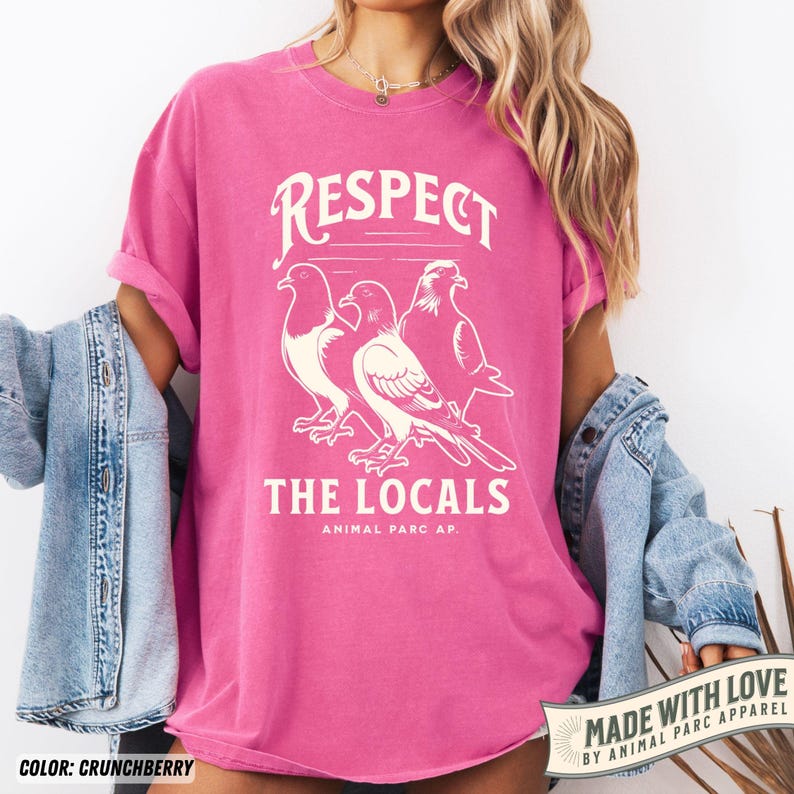 Respect The Locals Pigeon Shirt Funny Pigeon Lover Gift Pigeons Vintage Tee Graphic Pigeon Silly Shirt Dove Tee Funny Animals Shirts Crunchberry
