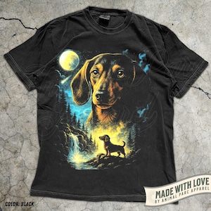 Dachshund Vintage Shirt, Wiener Dog Graphic Tee, Funny Dog Lover Gift, Full Moon Dog Shirt, Funny Dog Tee, Gift Dog Owner, Funny Dachshund Black