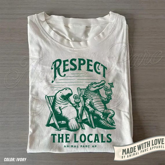 Respect The Locals Vintage T Shirt Everglades Florida Crocodile Manatee Shirt Gift Florida Lifestyle, Everglades Funny Florida Tee Alligator
