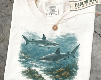 Vintage Shark T Shirt, Great White Graphic Tee, Ocean Wildlife Tee Marine Life Gift Sea Creature Scuba Diving Shark Lover Beach Apparel
