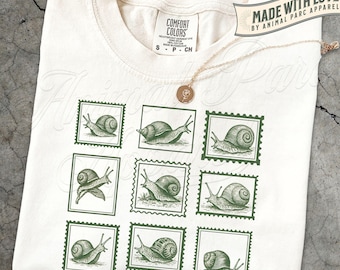 Vintage Snail Shirt, Cottagecore Insect Lover Tee, Nature Aesthetic Graphic T-Shirt, Garden Wildlife Top, Unique Animal Illustration Gift