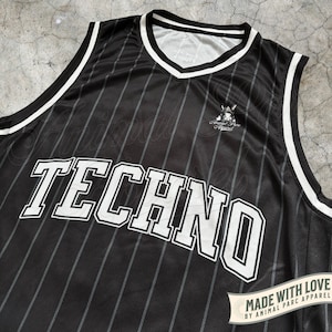 Techno Basketball Jersey Unisex Rave Festival Tank Top, Clubwear Streetwear Techno Gift for Raver, Rave Shirt, Jersey Techno Shirt Rave Wear