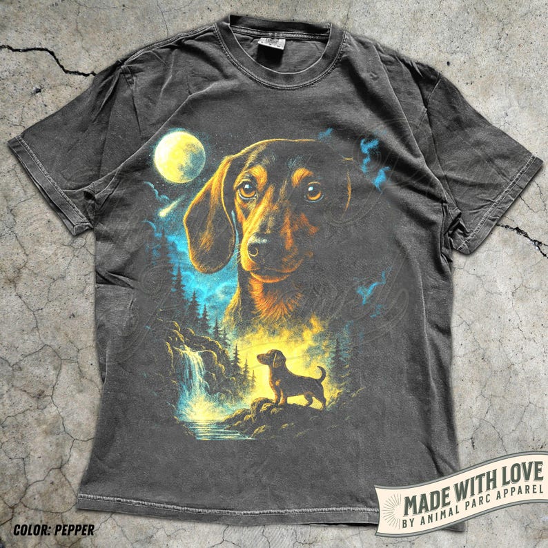 Dachshund Vintage Shirt, Wiener Dog Graphic Tee, Funny Dog Lover Gift, Full Moon Dog Shirt, Funny Dog Tee, Gift Dog Owner, Funny Dachshund Pepper