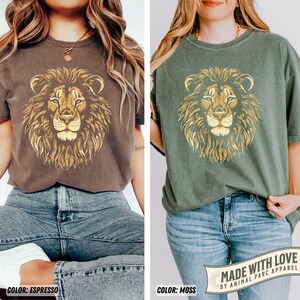 Lion Vintage Shirt Lion Graphic Tee, Gift Lion Lover Wild Cat Shirt Retro Lion Safari Shirt, Dark Lion Shirt Lion Gift Wild Animals Shirt image 2