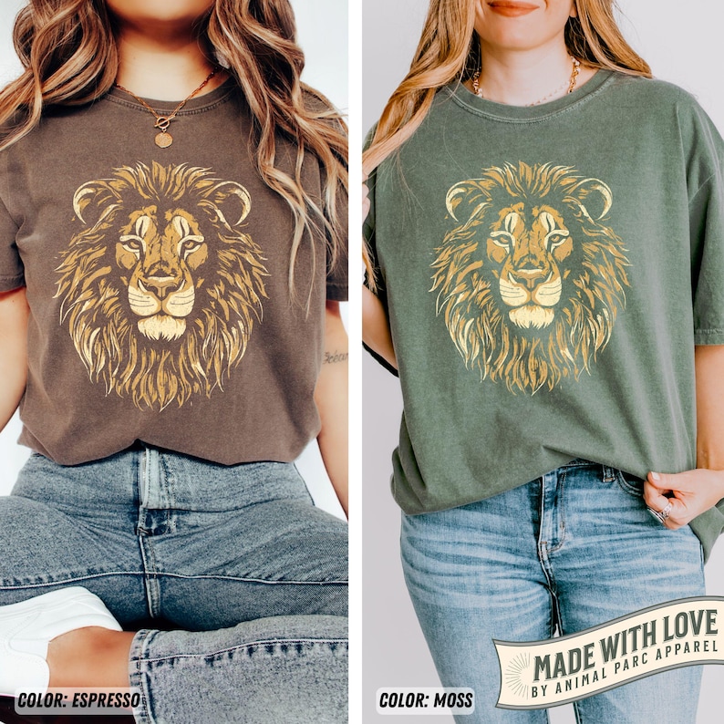 Lion Vintage Shirt Lion Graphic Tee, Gift Lion Lover Wild Cat Shirt Retro Lion Safari Shirt, Dark Lion Shirt Lion Gift Wild Animals Shirt image 2
