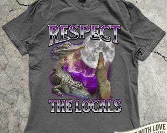 Funny Alligator Shirt, Florida Te,e Crocodile Lover Gift, Respect The Locals Vintage T Shirt, Everglades Australia Funny Bootleg Alligator