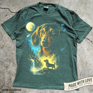 Dachshund Vintage Shirt, Wiener Dog Graphic Tee, Funny Dog Lover Gift, Full Moon Dog Shirt, Funny Dog Tee, Gift Dog Owner, Funny Dachshund Blue Spruce