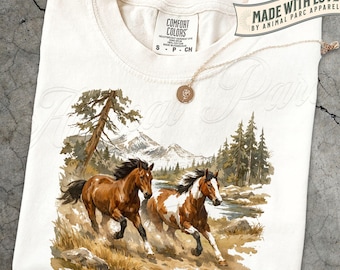 Wild Horses T Shirt, Vintage Western Graphic Tee, Cowboy Country T-Shirt, Rustic Ranch Style, Horse Lover Tee for Her, Gift Horse Rider