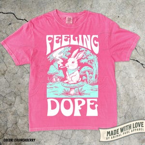 Feeling Dope Bunny Vintage Shirt 420 Weed Shirt Rabbit Getting High Shirt Funny Weed Easter Bunny Mushroom Shirt Gift Stoner Animals Stoned Crunchberry