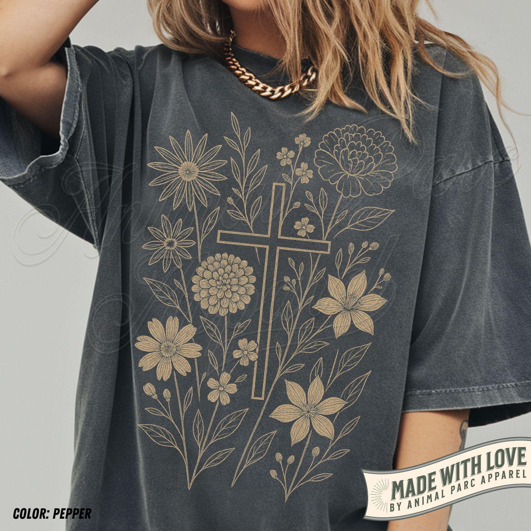 Scripture Tees Christian T Shirt, Floral Cross Graphic Tee, Faith Based Shirt, Bible ...
