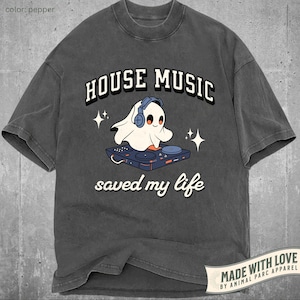 House Music Vintage Tee Raver Shirt, Funny Rave Shirt Gift Raver Vintage Style Cute Dj Ghost Shirt House Music Lover Gift, Funny EDM Shirt