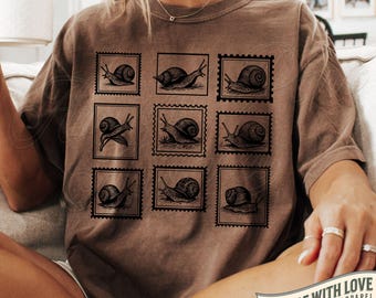 Vintage Snail Shirt, Cottagecore Insect Lover Tee, Nature Aesthetic Graphic T-Shirt, Garden Wildlife Top, Unique Animal Illustration Gift