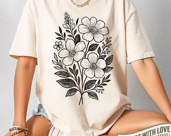 Boho Wildflowers Cottagecore Shirt Gift For Her Comfort Colors® Shirt Whimsigoth Plant Shirts Floral Shirt Gift For Women Flowers Shirt