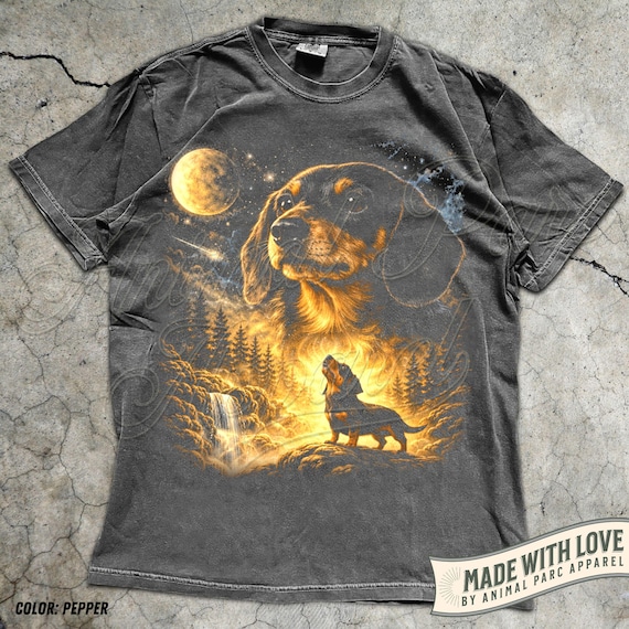 Dachshund Howling Moon Shirt, 90s Wiener Dog Graphic Tee, Full Moon Dog Shirt, Funny Dog Tee, Gift Dachshund Owner, Retro Dachshund Tee