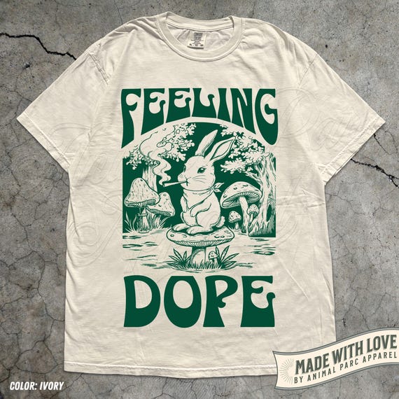 Feeling Dope Bunny Vintage Shirt 420 Weed Shirt Rabbit Getting High Shirt Funny Weed Easter Bunny Mushroom Shirt Gift Stoner Animals Stoned