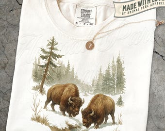 Vintage Bison T-Shirt, Wild Buffalo Graphic Tee, Retro Wildlife Shirt, Nature Lover Gift, Unisex Western Animal Tee, Gift Bison Themed Tee