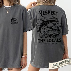 Shark Shirt Respect The Locals Ocean Lover Vintage Tee Sharks Graphic Beach Lover Shirt Florida Shirt Funny Shark TShirt Gift Shark Lover