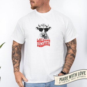Lactose Tolerant Vintage T Shirt, Cow With Sunglasses, Funny Cow Shirt, Dairy and Milk Lover Shirt, Gift for Farmers, Support Local Farmers