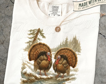 Turkey T Shirt Vintage Wildlife Tee | Rustic Farm Animal Graphic Top | Thanksgiving Nature Shirt | Fall Harvest Gift | Country Art Tee