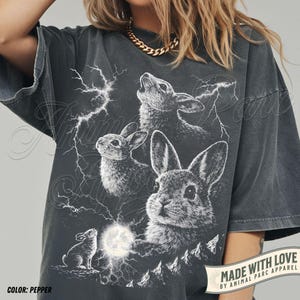 Bunny Howling to the Moon Vintage T-Shirt, Silly Rabbit Tee Easter Gift, 90s Full Moon Shirt, Easter Bunny Shirt, Dark Gothic Animal Shirt
