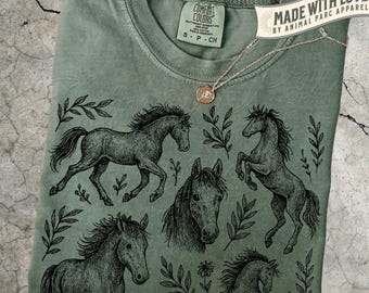 Vintage Horse T Shirt, Western Cowboy Tee, Wild Horses Graphic Tee, Rustic Country Shirt, Gift Horse Lover, 90s Horse Shirt Comfort Colors