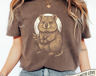 Quokka Vintage T Shirt, Unisex Cute Quokka Graphic Tee, Cute Animal Shirt, T Shirt for Quokka Lover, Cute Gift Girlfriend, Quokka TShirt