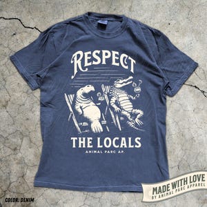 Respect The Locals Vintage T Shirt Everglades Florida Crocodile Manatee Shirt Gift Florida Lifestyle, Everglades Funny Florida Tee Alligator Denim