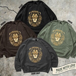 Lion Vintage Shirt Lion Graphic Tee, Gift Lion Lover Wild Cat Shirt Retro Lion Safari Shirt, Dark Lion Shirt Lion Gift Wild Animals Shirt image 6