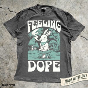 Feeling Dope Bunny Vintage Shirt 420 Weed Shirt Rabbit Getting High Shirt Funny Weed Easter Bunny Mushroom Shirt Gift Stoner Animals Stoned Pepper