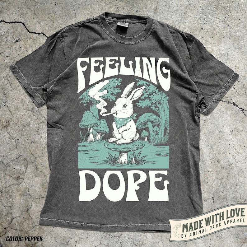 Feeling Dope Bunny Vintage Shirt 420 Weed Shirt Rabbit Getting High Shirt Funny Weed Easter Bunny Mushroom Shirt Gift Stoner Animals Stoned Pepper