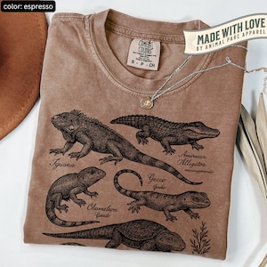 Vintage Reptile Illustration T-Shirt Reptile Graphic Tee Gift Reptile Lover Snake Tee Lizard Herpetology Nature Shirt Tortoise Alligator Tee