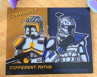 Captain Rex & Kommandant Cody 5x7 Druck - Star Wars inspiriert Fan Art Clone Trooper Duo