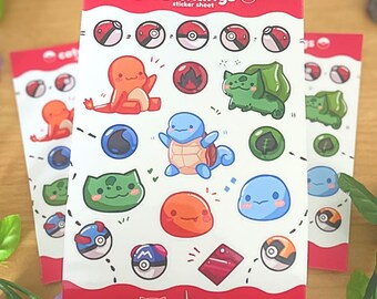 Hoja de pegatinas de Catchlings - Monstruos de fan art de criaturas iniciales