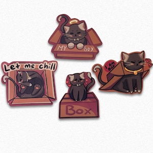 Adesivi a forma di gatto con scatola, adesivi in vinile kawaii per gli amanti dei gatti, divertenti e adorabili, perfetti per laptop, bottiglie d'acqua, diari, amanti degli animali