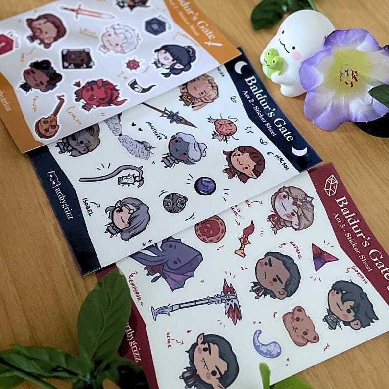 Baldur's Gate 3 Sticker Sheet - Act 1, 2, and 3 - DND/RPG Vinyl ...