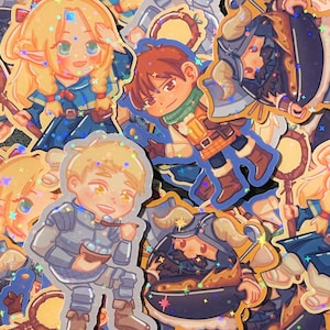 Delicious in Dungeon Character Stickers - Laois, Marcille, Senshi, Chilchuck | Anime Sticker Pack | Vinyl Stickers | Fan Art | Waterproof