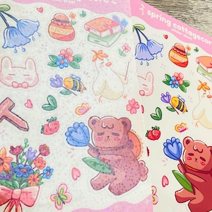 Spring Cottagecore Sticker Sheets, Aesthetic, Cozy and Cute, Cute Farm Vinyl Stickers for Journals, Planners, Scrapbooking, Nature, Flower