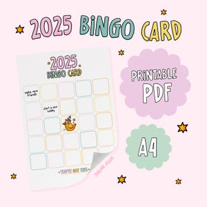 2025 Bingo Card, 2025 Vision Board, 2025 Manifestation, 2025 New Year's Resolution, New Year Goals, Colourful, Digital Download