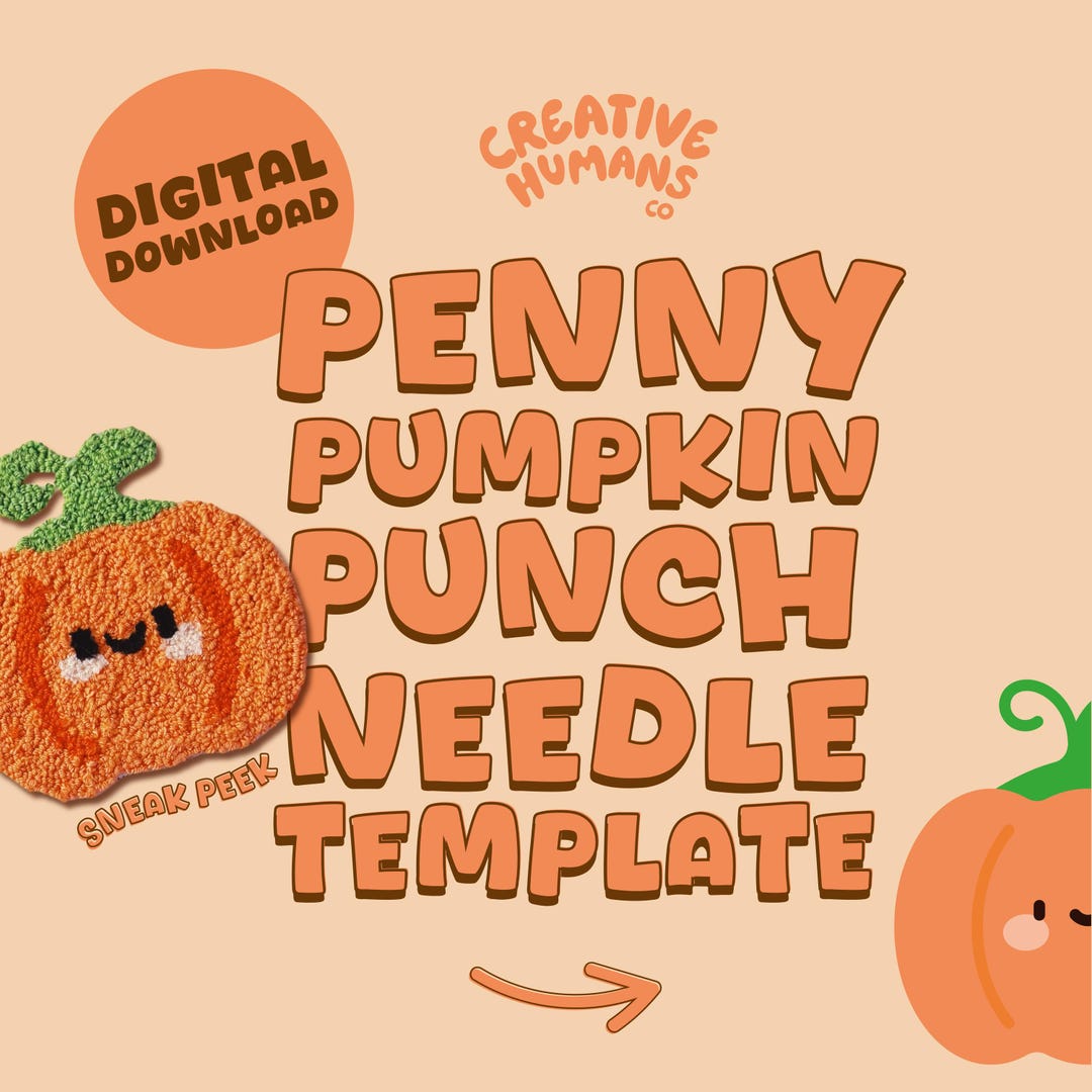 Penny Rug Coaster Pattern Penny Pumpkin, Character, Halloween, Coaster Punch Needle Template Mug ...