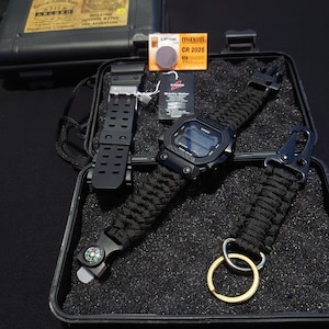 Horloge met paracord-band voor Casio G Shock universele, volledig zwarte handgemaakte band alleen
