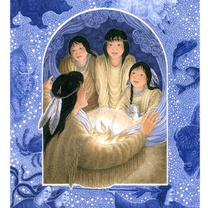 The Huron Carol, Huron Storyteller greeting card by Frances Tyrrell