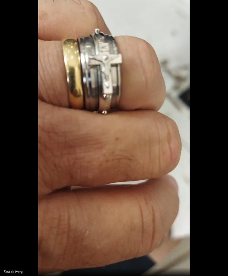 Religious Relief Ring by Shrouded , Jesus Crucifix Cross Spin Ring ...