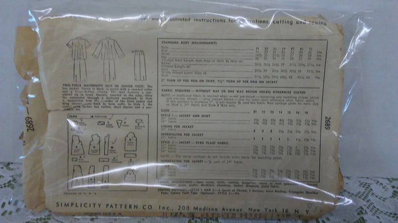 1940s Simplicity #2689 2 Pc Maternity Skirt /& Jacket Suit Junior Sz 14 Bust 32