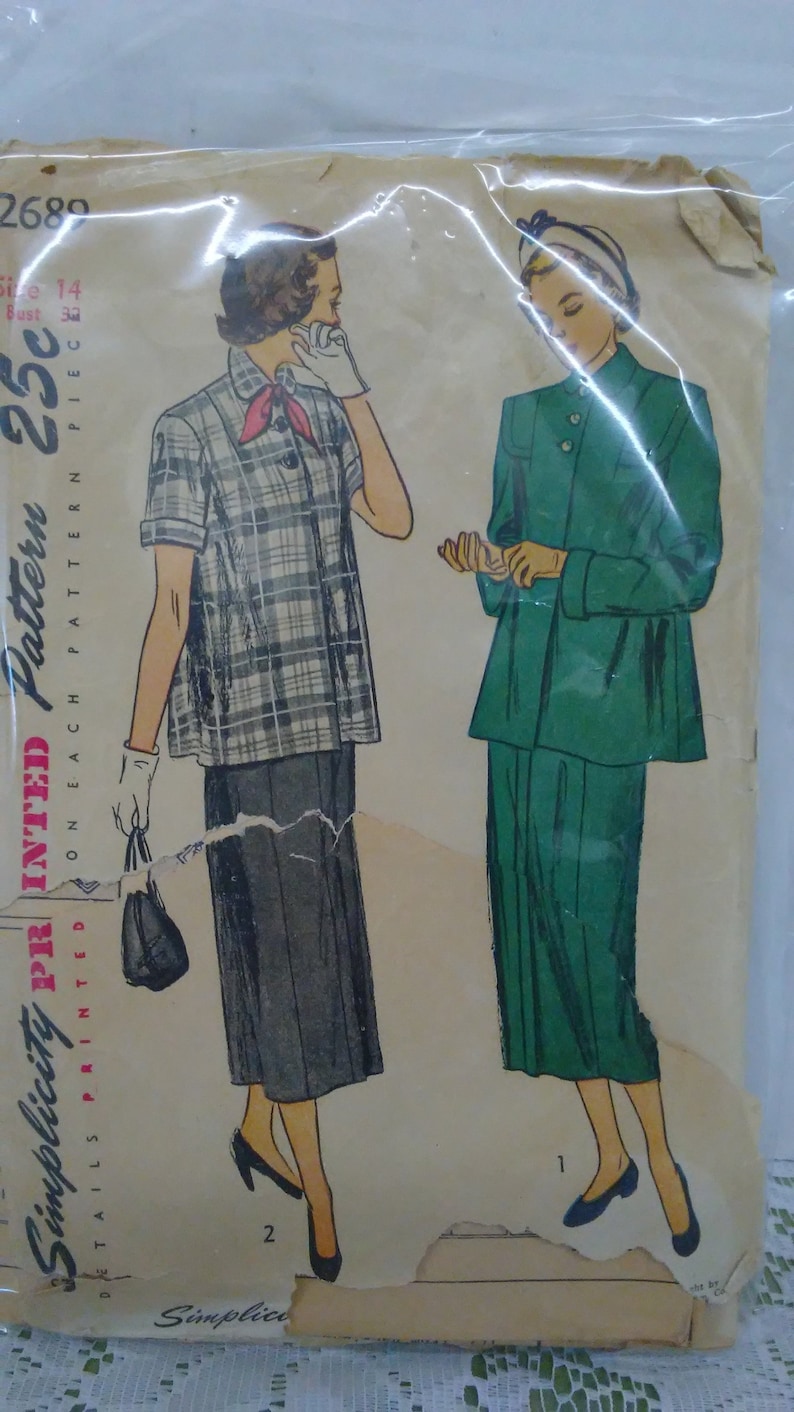 1940s Simplicity #2689 2 Pc Maternity Skirt /& Jacket Suit Junior Sz 14 Bust 32