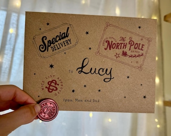 Personalised Christmas Envelope and Wax Seal | Gift Card or Money Envelope | Personalised Cash Envelope, Kids Christmas Money Gifting
