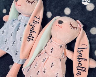 Personalised Bunny Plush with Custom Name – Soft Toy for Babies, Newborn Gift, Keepsake, Cuddly Stuffed Animal For Girls, Baby Shower Gift